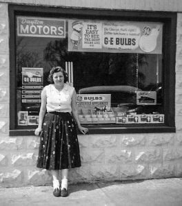 Mrs. Logan in front of the Fredericksburg Office