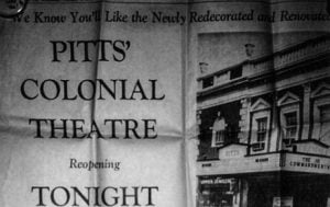 Newspaper article 1950s Caroline St. theater renovation