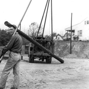 Pole setting truck
