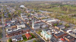Aerial View of Historic Downtown Fredericksburg, Virginia